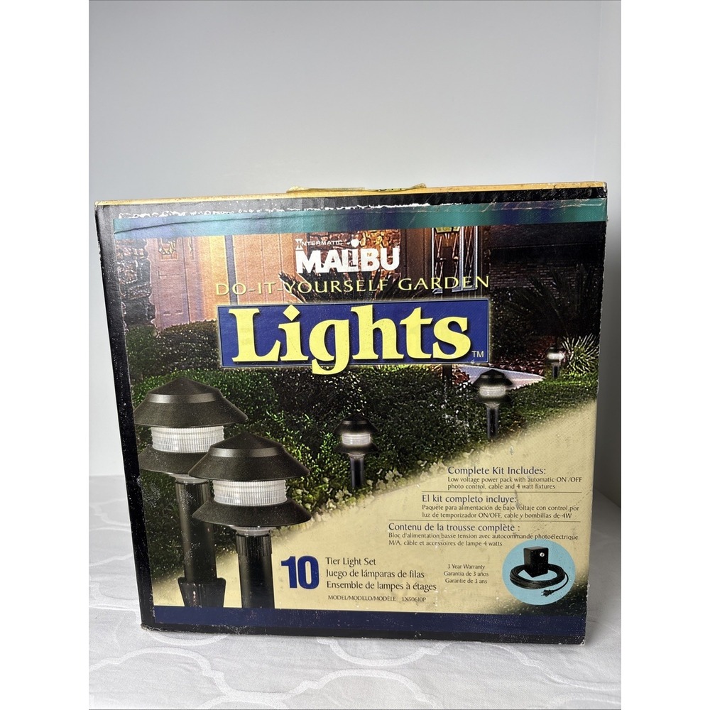 Malibu 10 Garden Landscaping Tier Lights Black Complete Kit New Old Stock